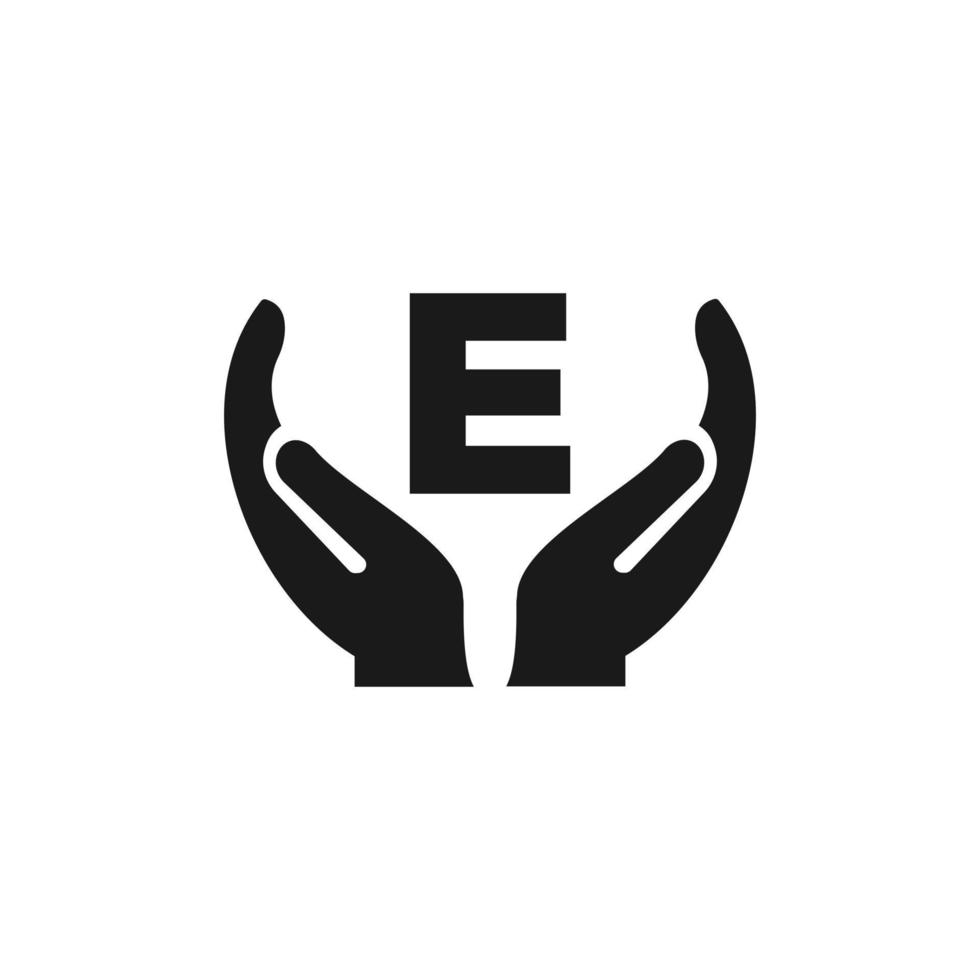 Letter E Giving Hand Logo Design. Hand Logo Design vector