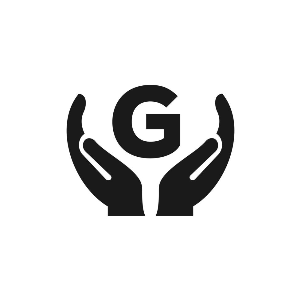 Letter G Giving Hand Logo Design. Hand Logo Design vector
