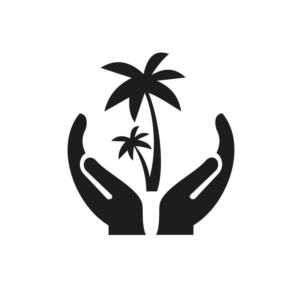 diseño de logotipo de plama manual. logotipo de plam con vector de concepto de mano. diseño de logotipo de mano y plam