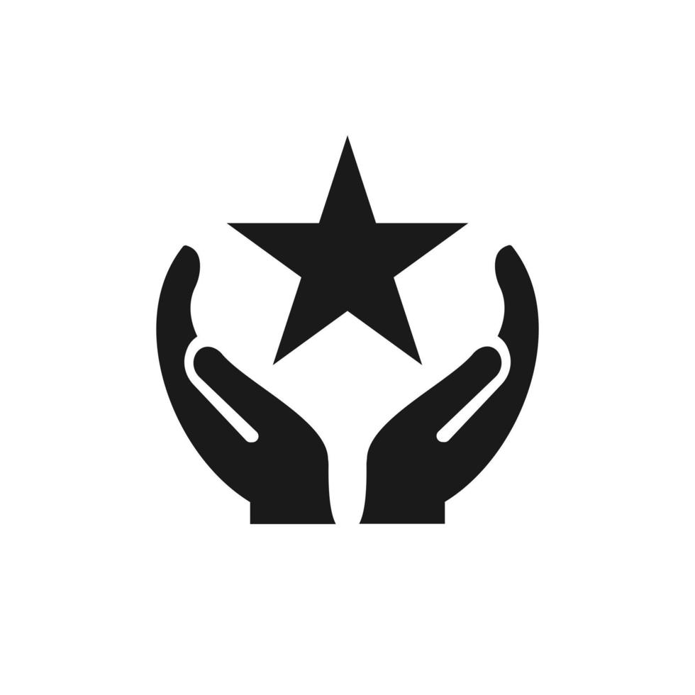 diseño de logotipo de estrella de mano. logotipo de premio con vector de concepto de mano. diseño de logotipo de mano y estrella