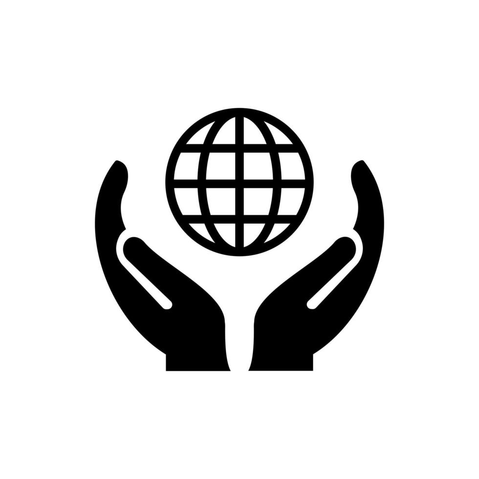 Hand Globe logo design. World logo with Hand concept vector. Hand and World logo design vector