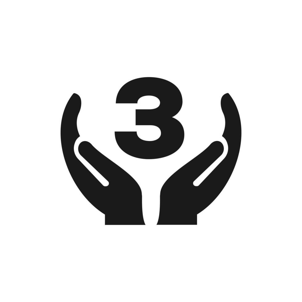 Letter 3 Giving Hand Logo Design. Hand Logo Design vector