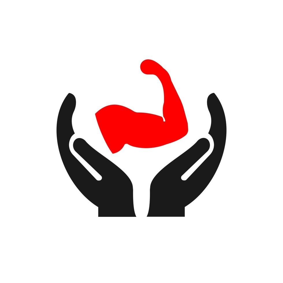 Hand Fitness logo design. Fitness logo with Hand concept vector. Hand and GYM logo design vector