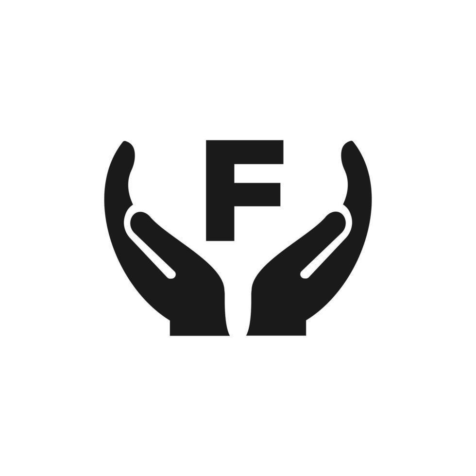 Letter F Giving Hand Logo Design. Hand Logo Design vector