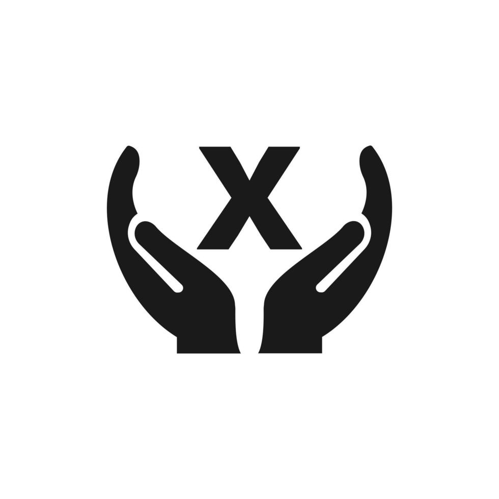 Letter X Giving Hand Logo Design. Hand Logo Design vector