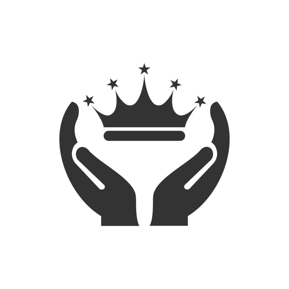 Hand Crown logo design. Crown logo with Hand concept vector. Hand and Crown logo design vector