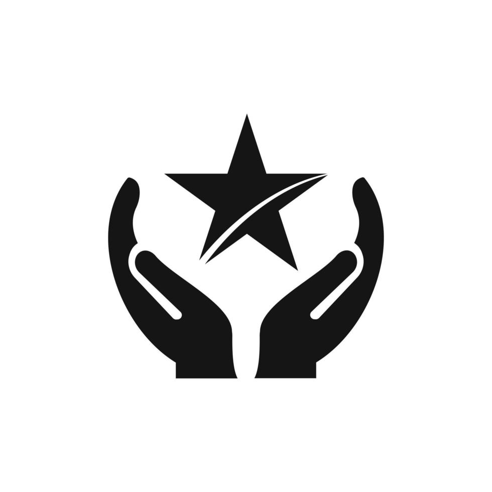 Hand Star logo design. Award logo with Hand concept vector. Hand and Star logo design vector