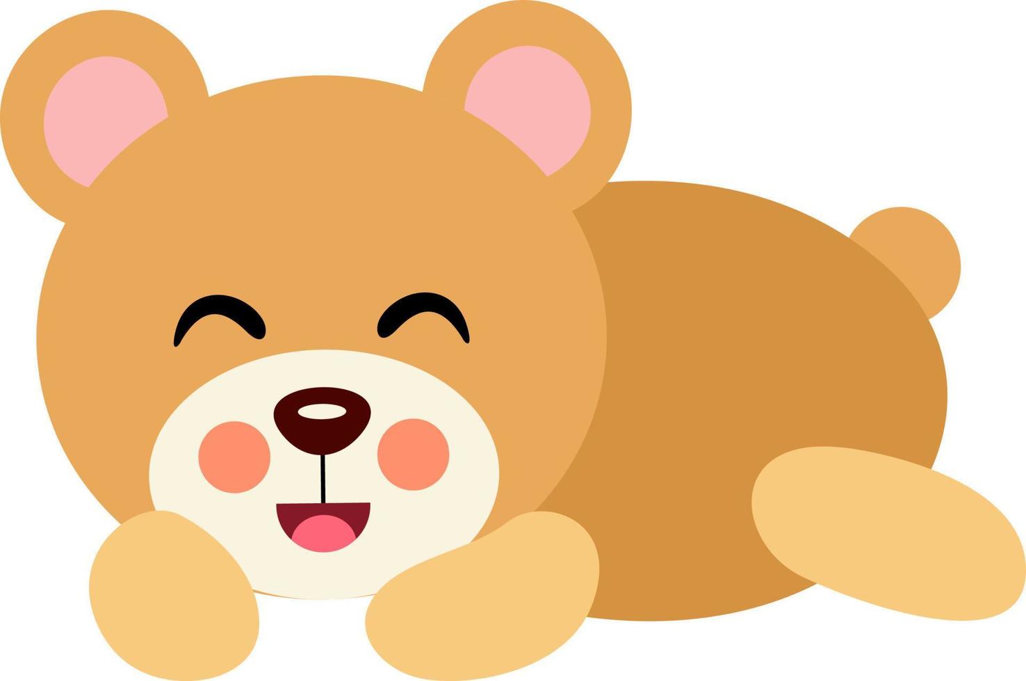Cute brown teddy bear lying down vector