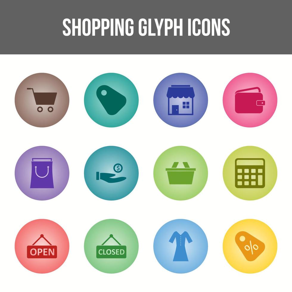 Unique Shopping Glyph icon set vector