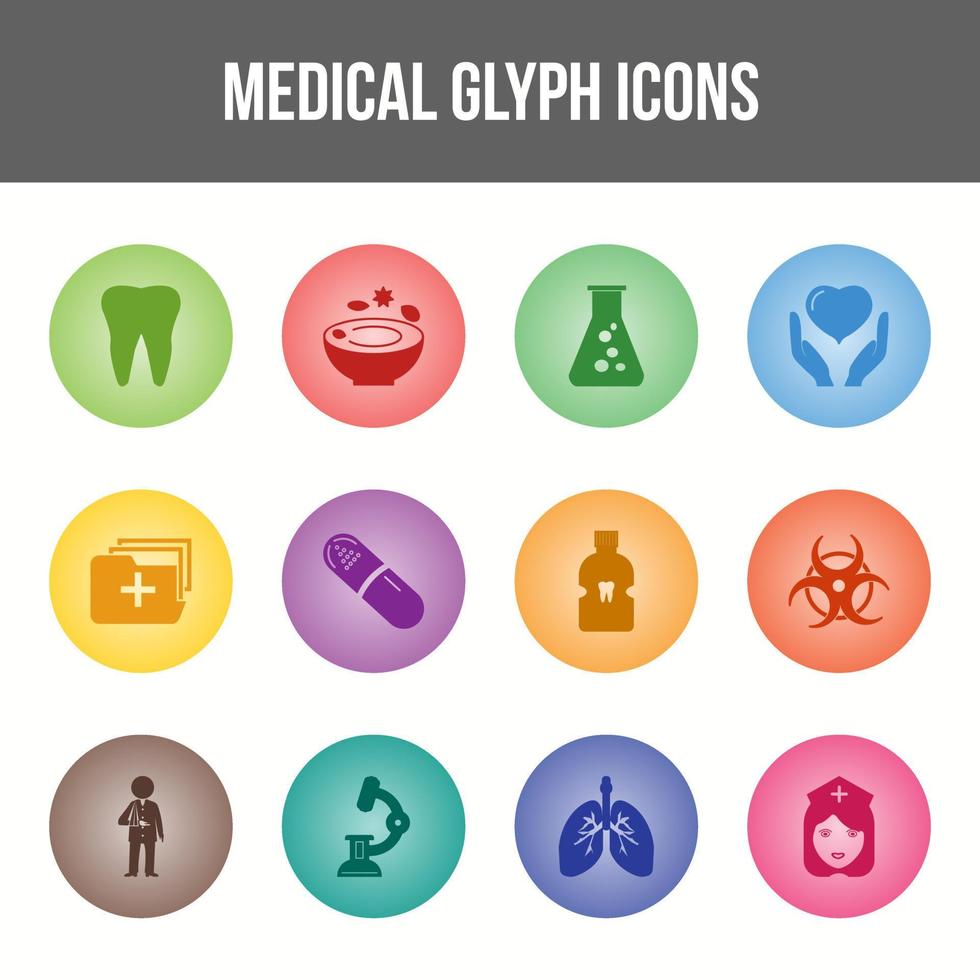 Unique Medical Glyph icon set vector