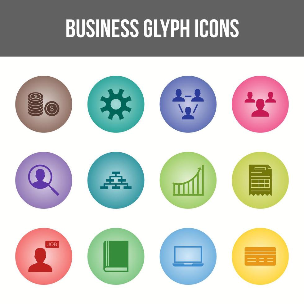 Unique Business Glyph icon set vector