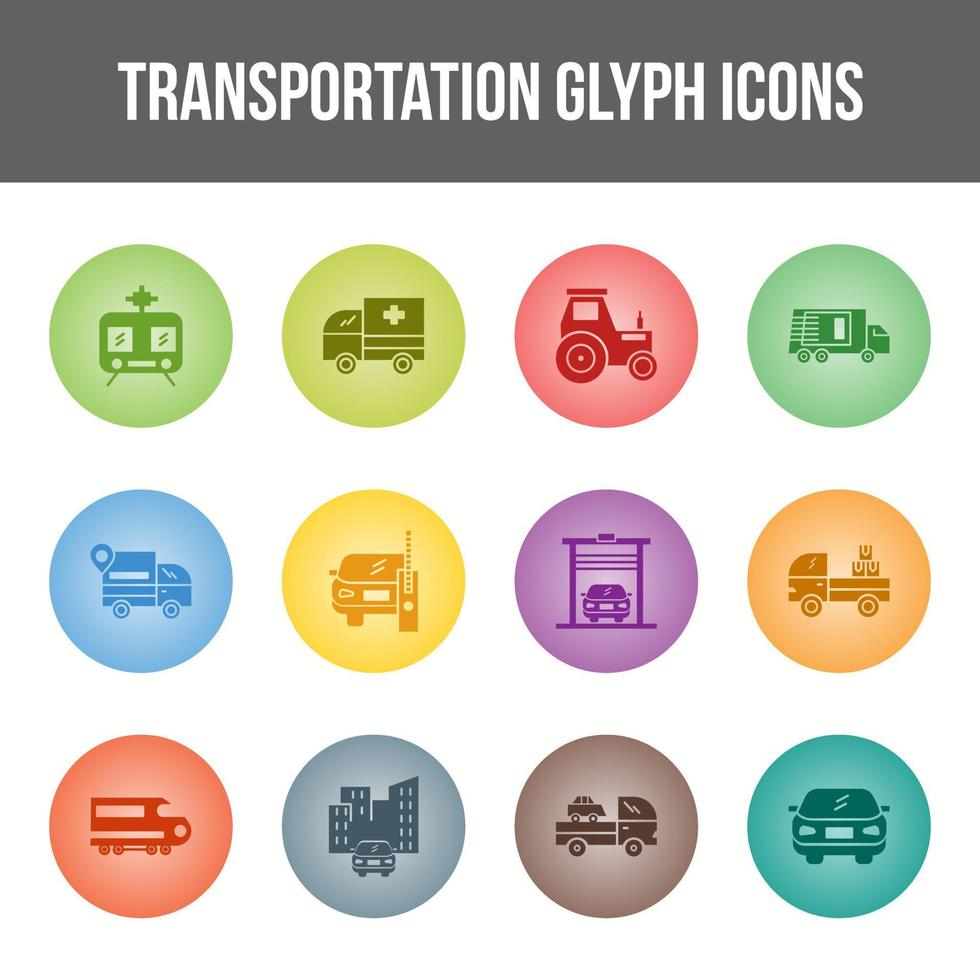 Unique Transportation Glyph icon set vector