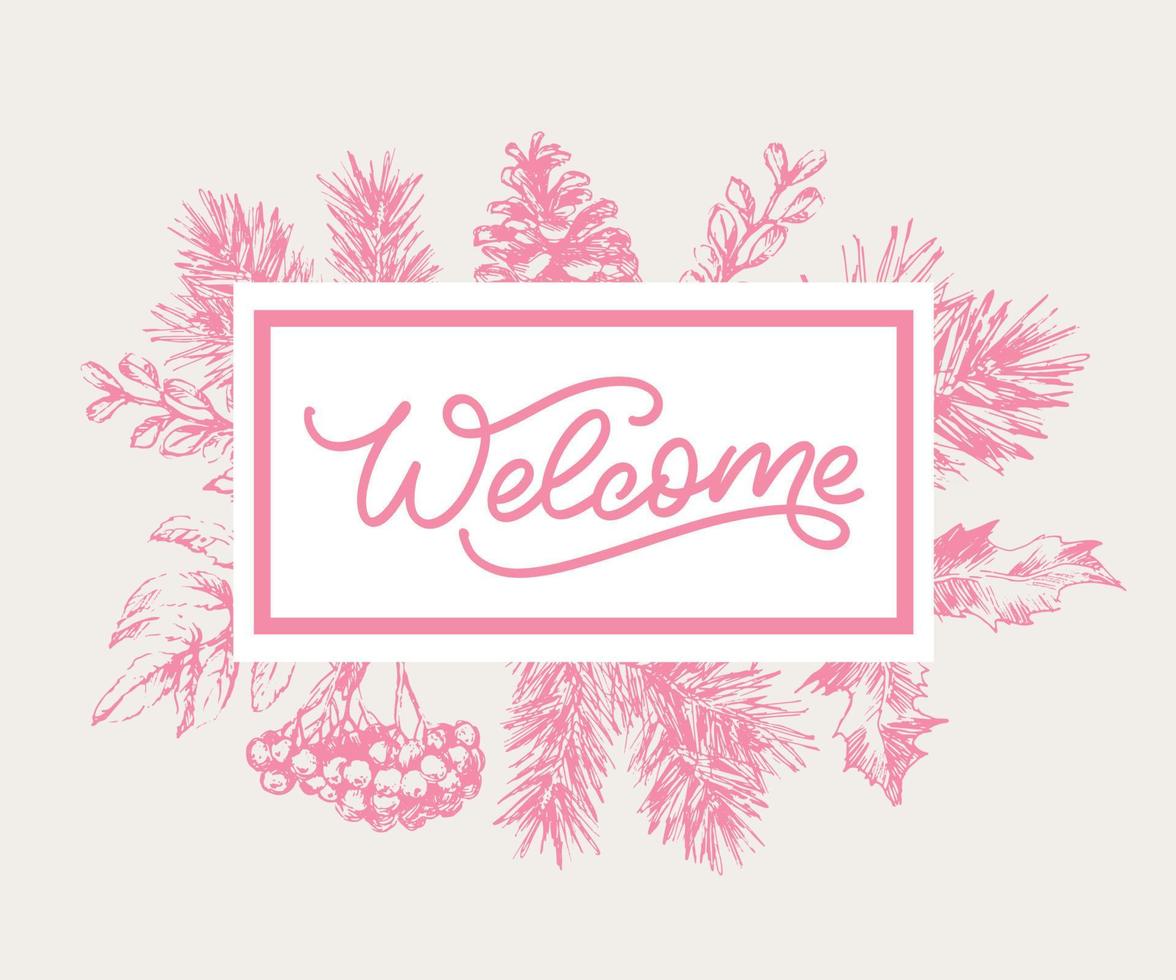 Welcome - lettering calligraphic inscription with smooth lines. vector