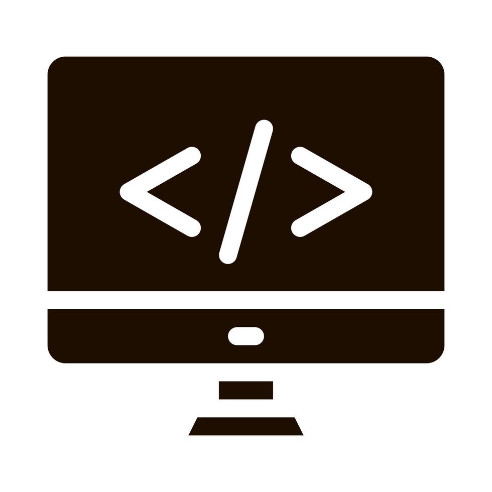 Coding Computer Monitor Vector Icon