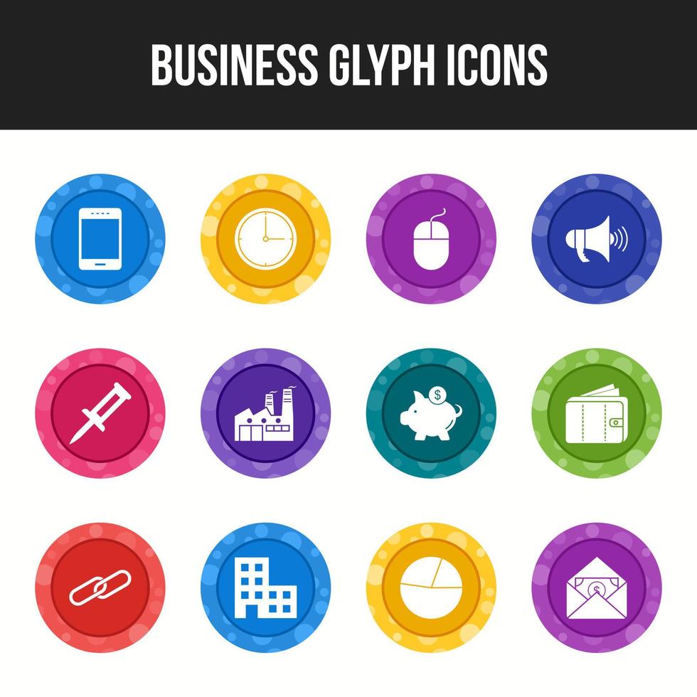 Unique Business Glyph icon set vector