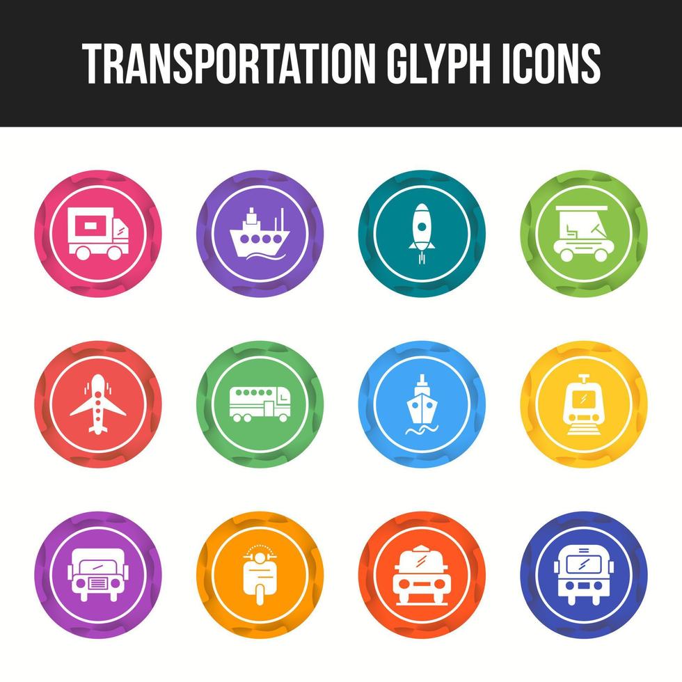 conjunto de iconos de glifo de transporte único vector