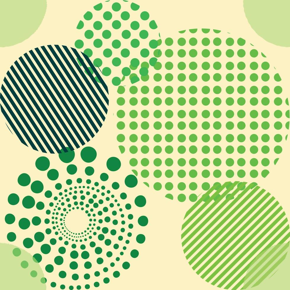 círculos de diferentes formas patrón transparente pantone verde, fondo de esfera brillante, papel pintado hermoso moderno vector