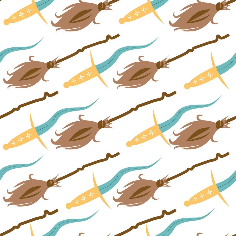 Witches school of magical objects seamless pattern in flat style vector