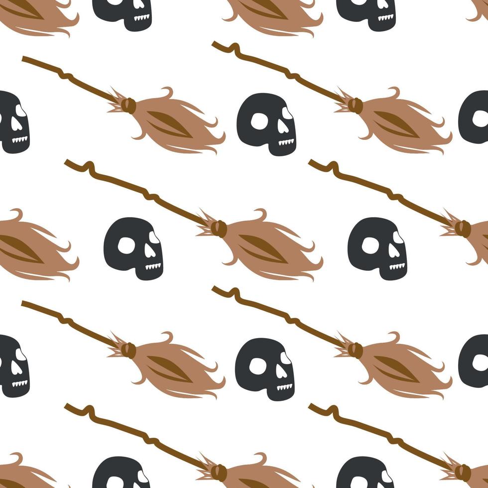 Witches school of magical objects seamless pattern in flat style vector