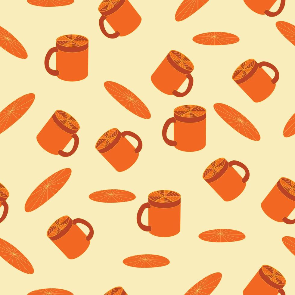 Cups and saucers bright seamless pattern. Tea, tea shop, coffee. Wallpaper, wrapping paper vector