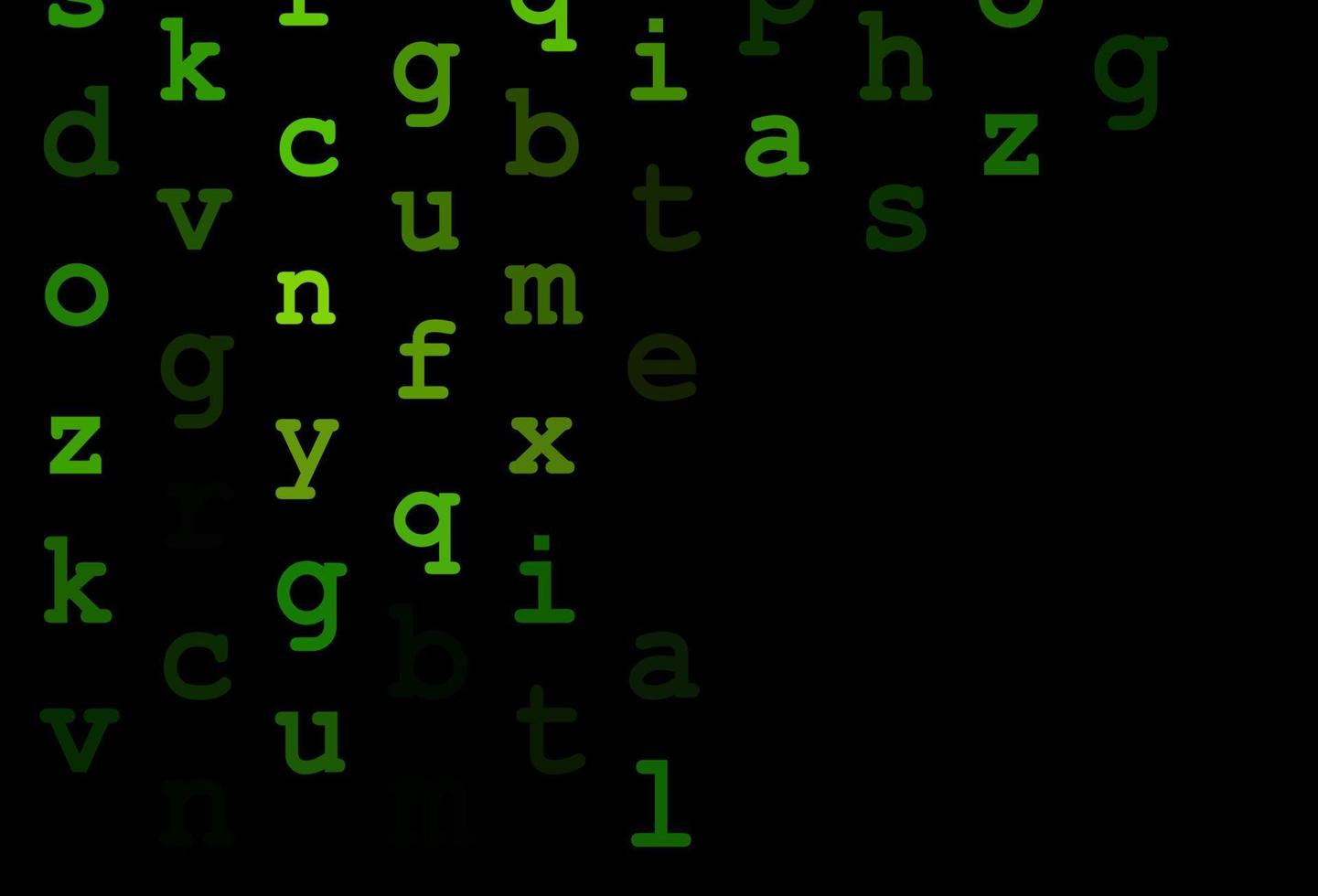 patrón de vector verde oscuro con símbolos abc.