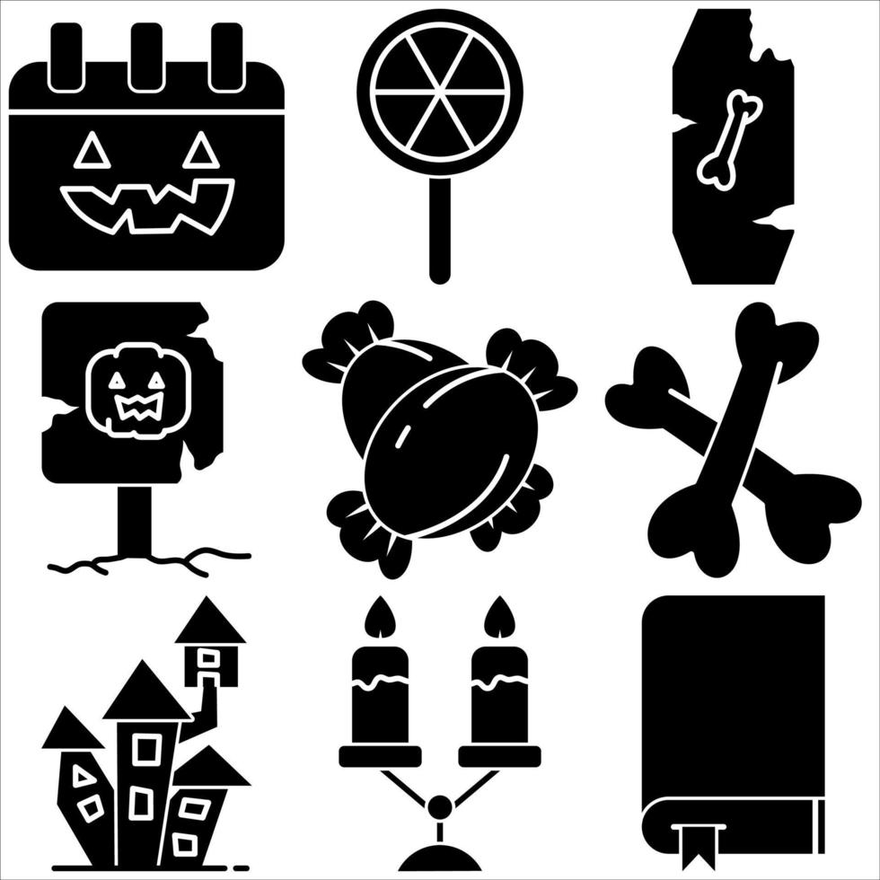 Halloween icon set glyph style part three vector