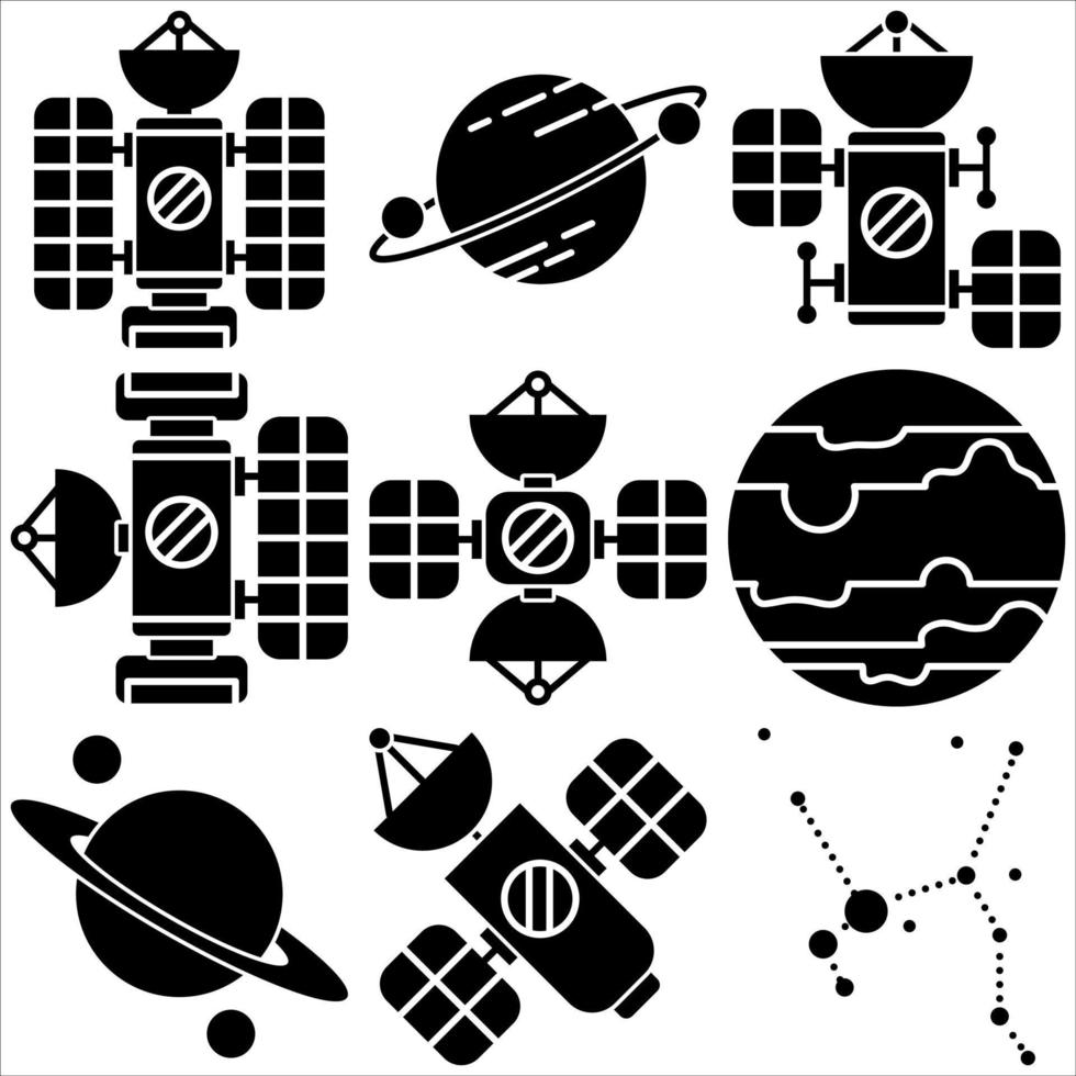 Space icon set glyph style part five vector