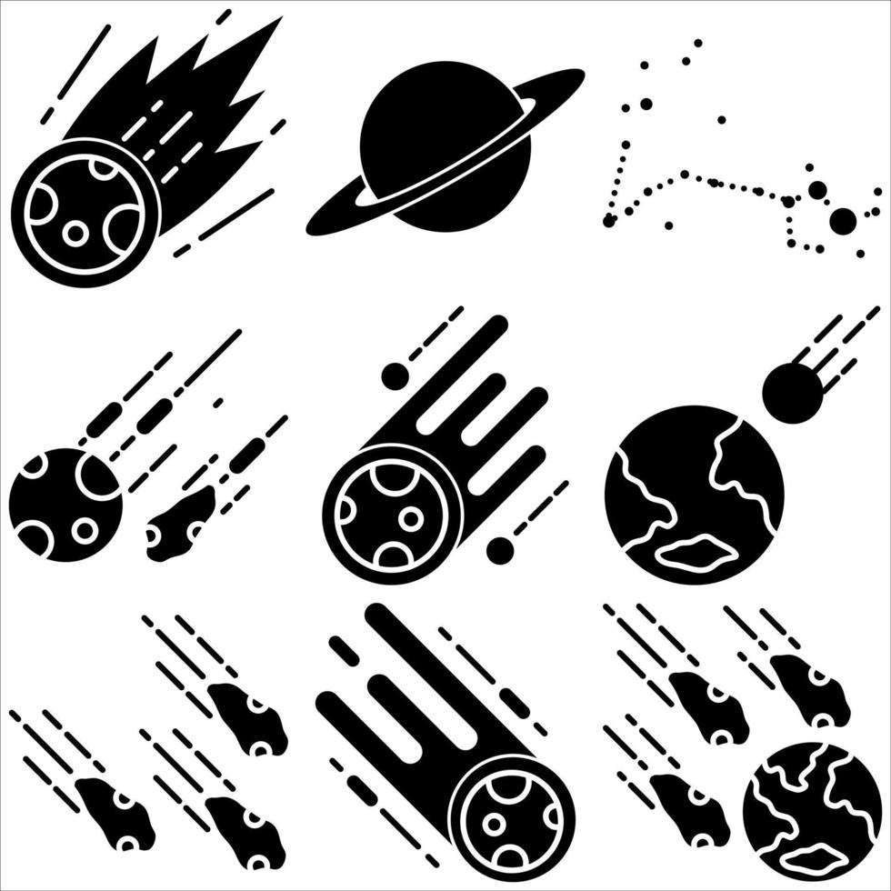 conjunto de iconos de espacio estilo glifo parte siete vector