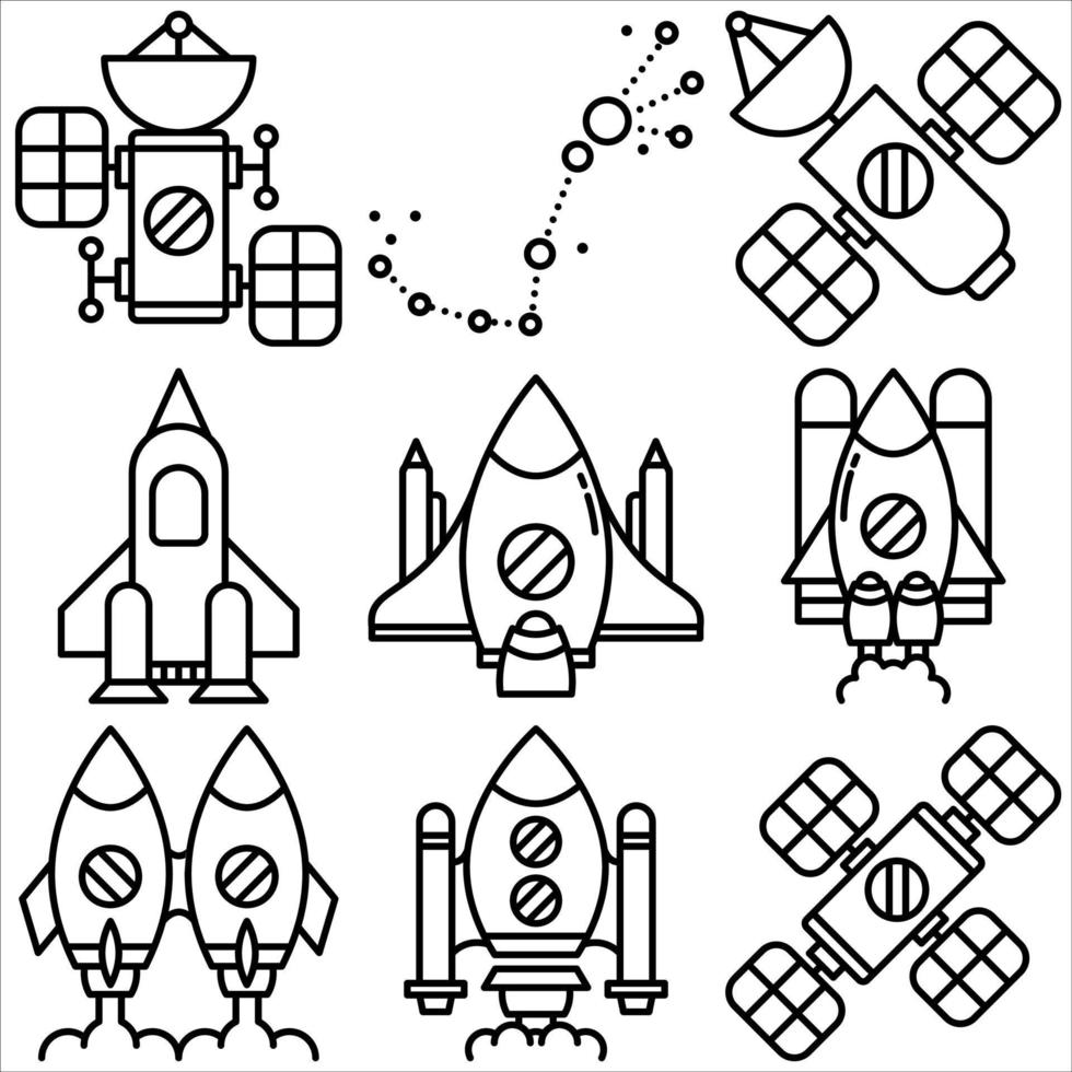 Space icon set outline style part six vector