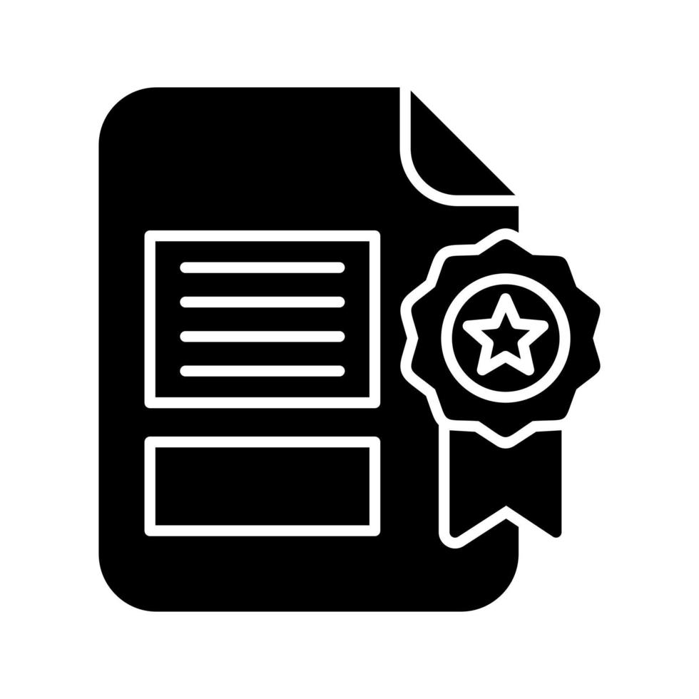 icono de glifo de certificado negro vector