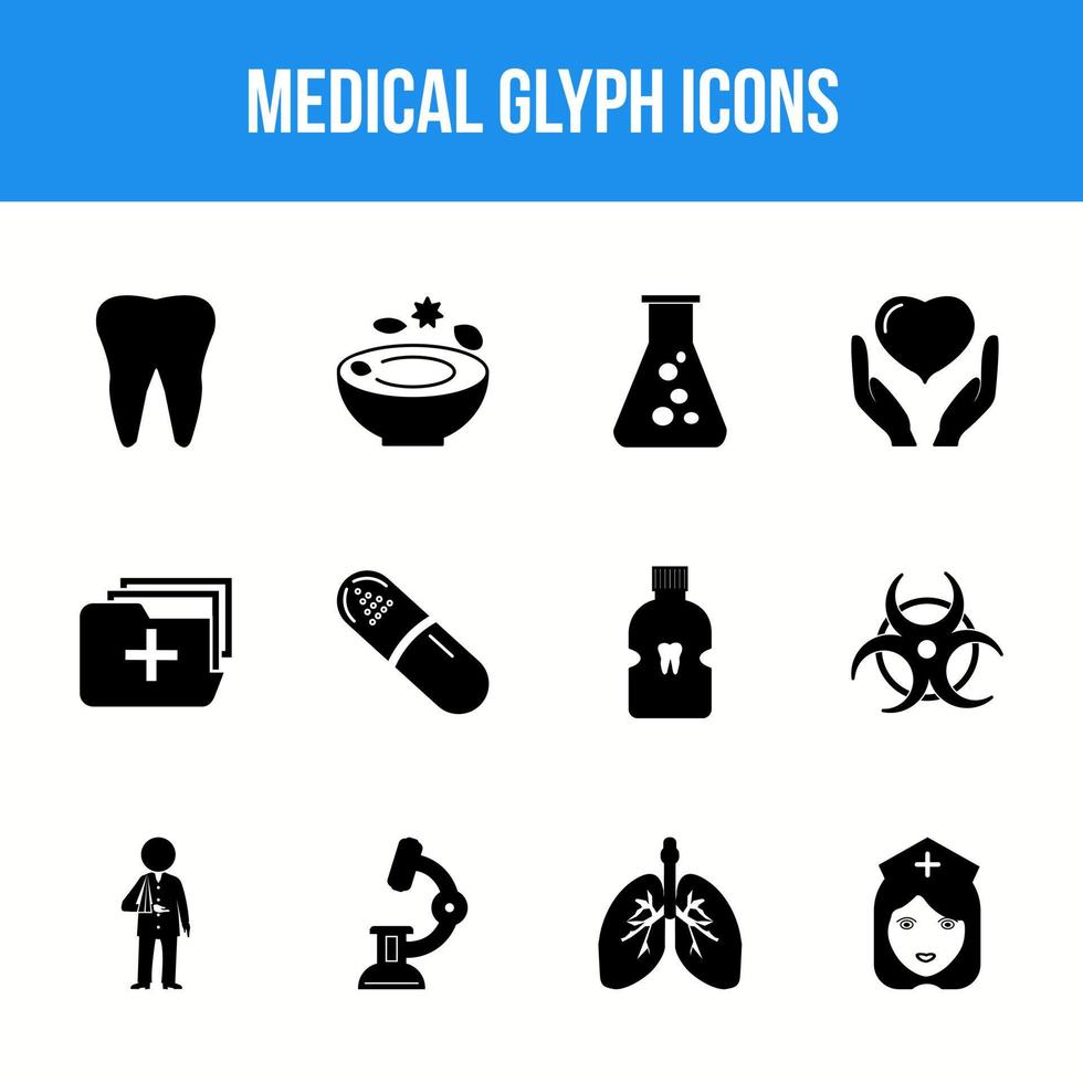 Unique Medical Glyph icon set vector