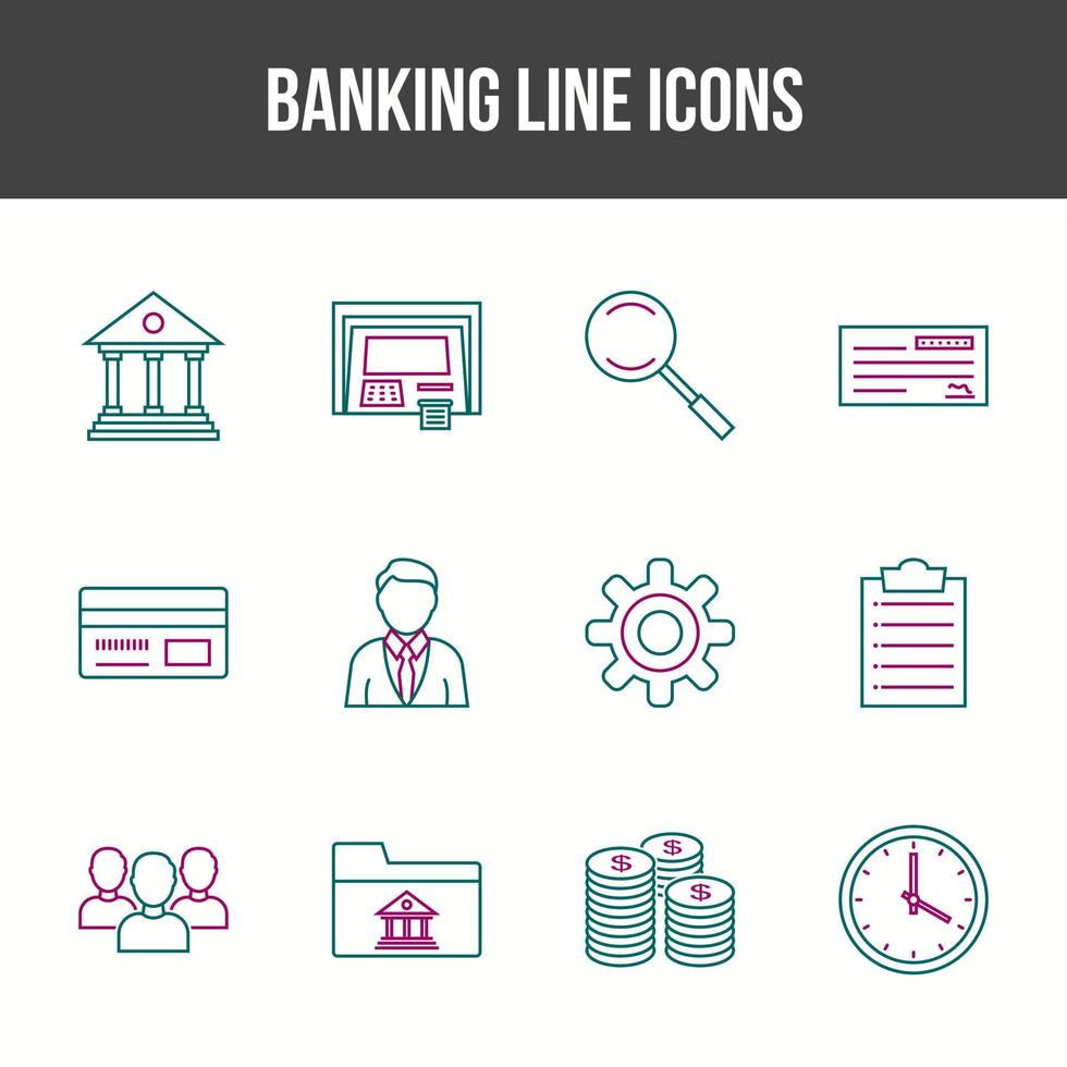 Unique Banking Line icon set vector