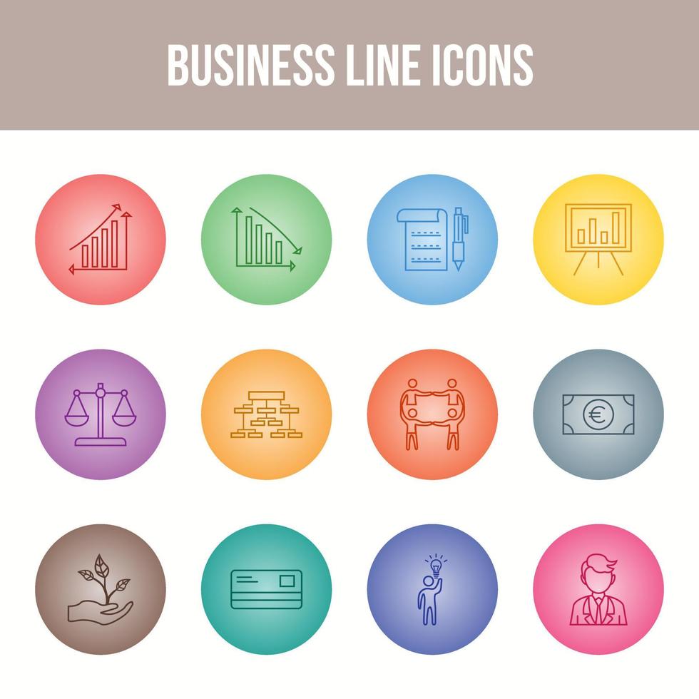 Unique Business Line icon set vector