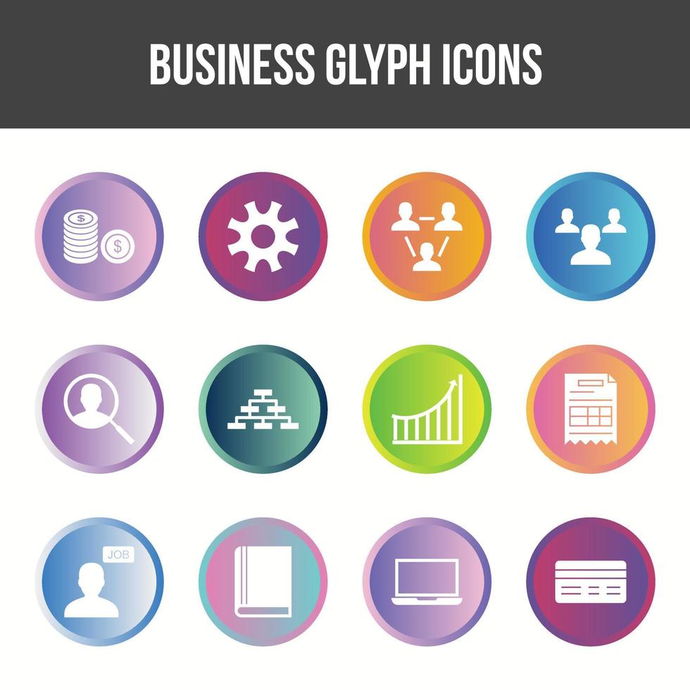 Unique Business Glyph icon set vector