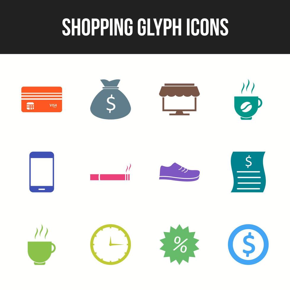 Unique Shopping Glyph icon set vector