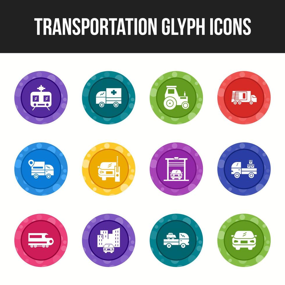 Unique Transportation Glyph icon set vector