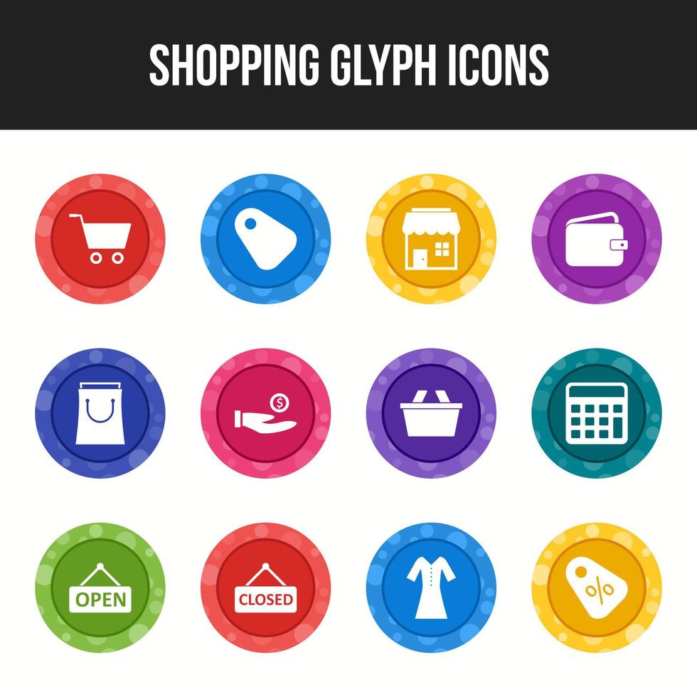 conjunto de iconos de glifo de compras único vector