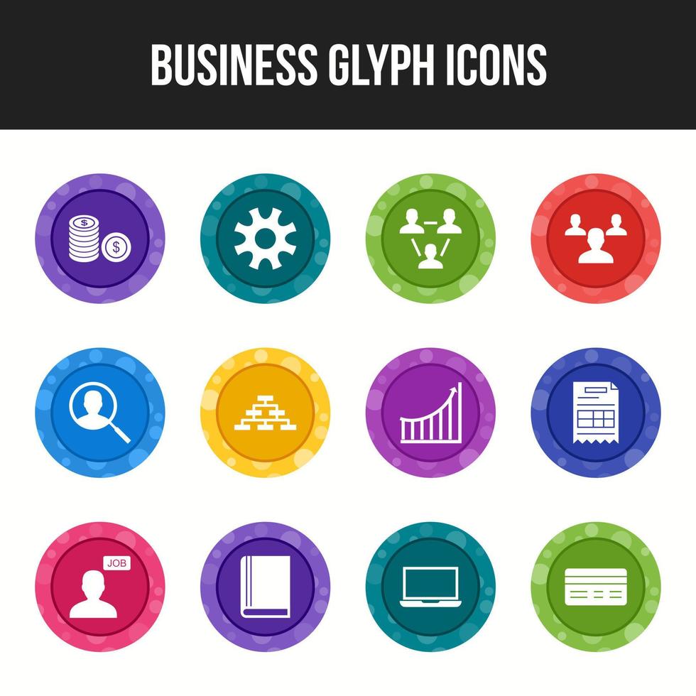 Unique Business Glyph icon set vector