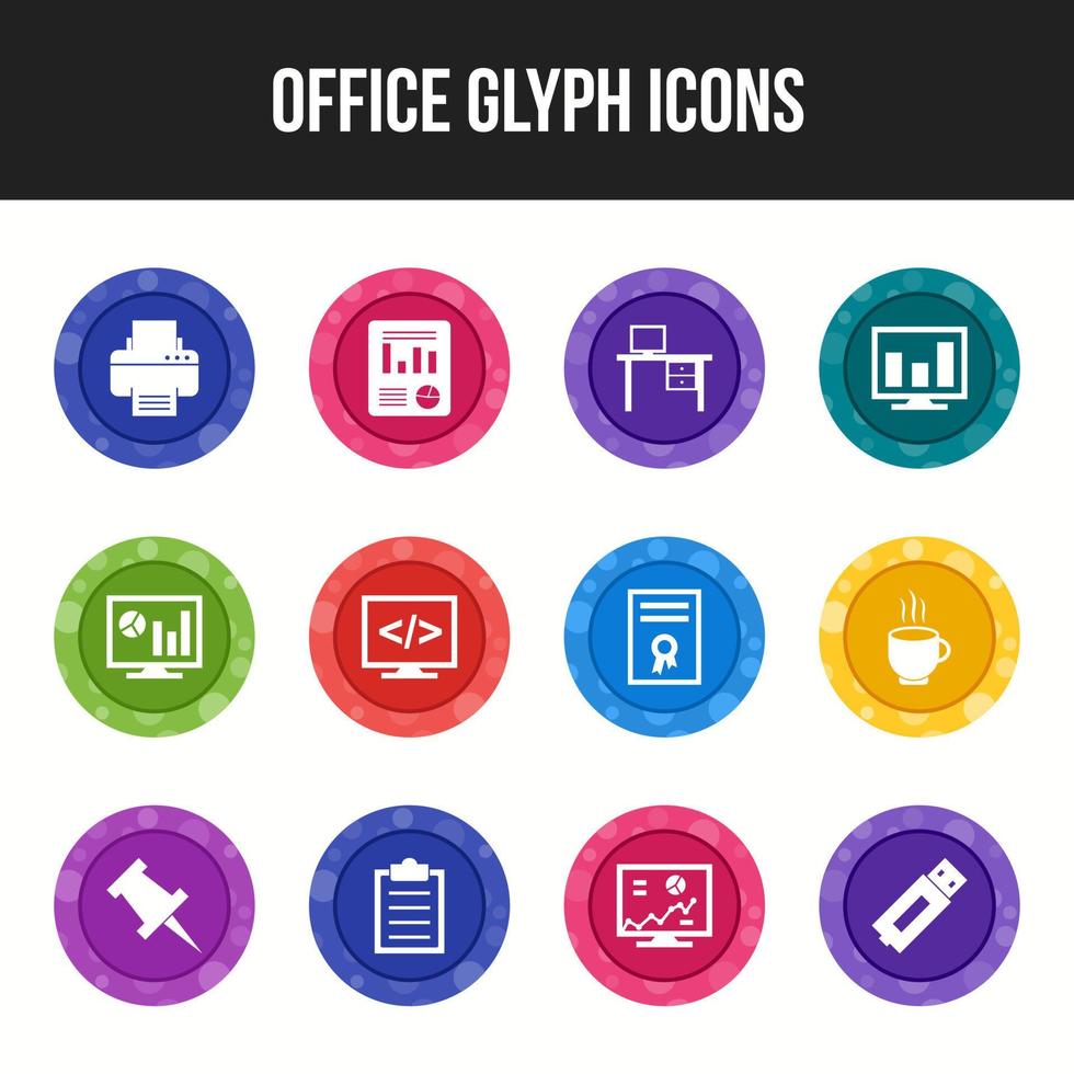 Unique Office Glyph icon set vector