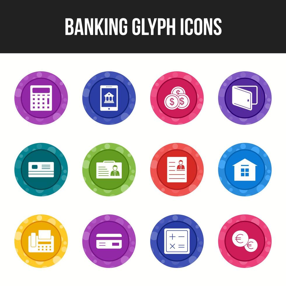 Unique Banking Glyph icon set vector