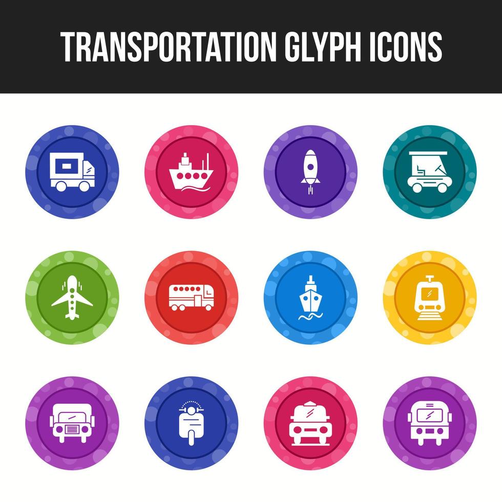 conjunto de iconos de glifo de transporte único vector