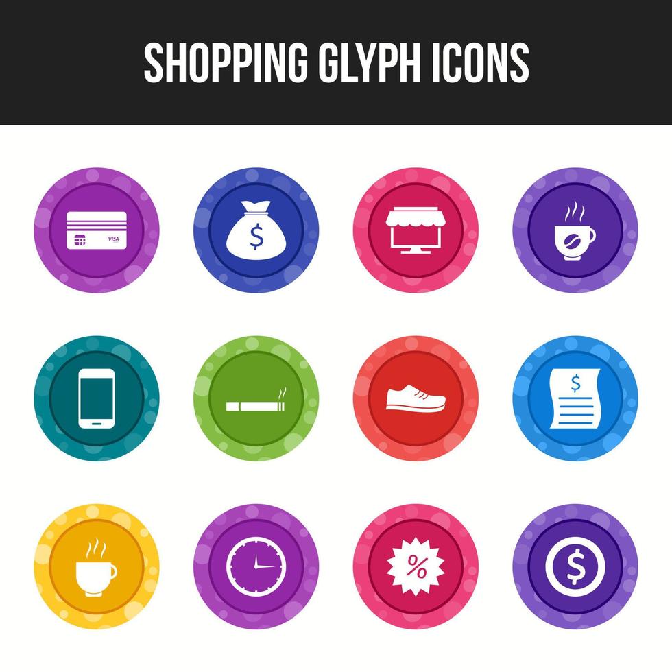 Unique Shopping Glyph icon set vector