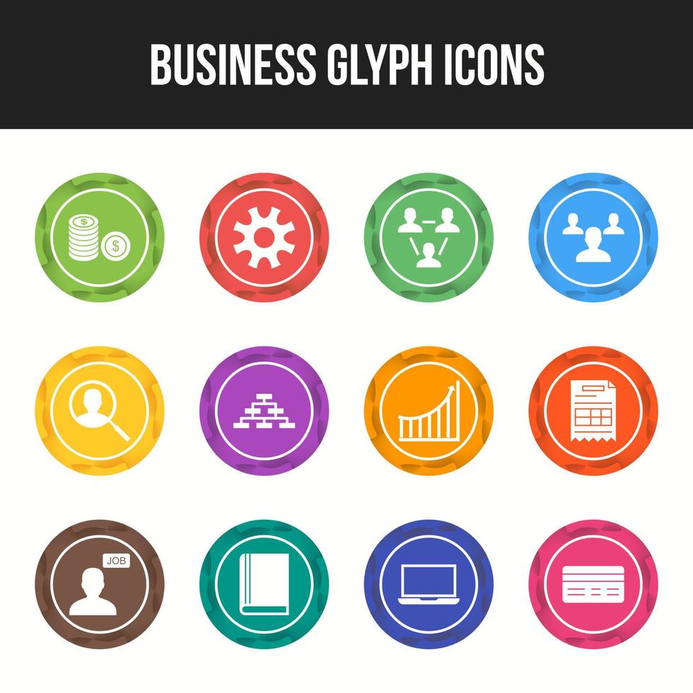 Unique Business Glyph icon set vector