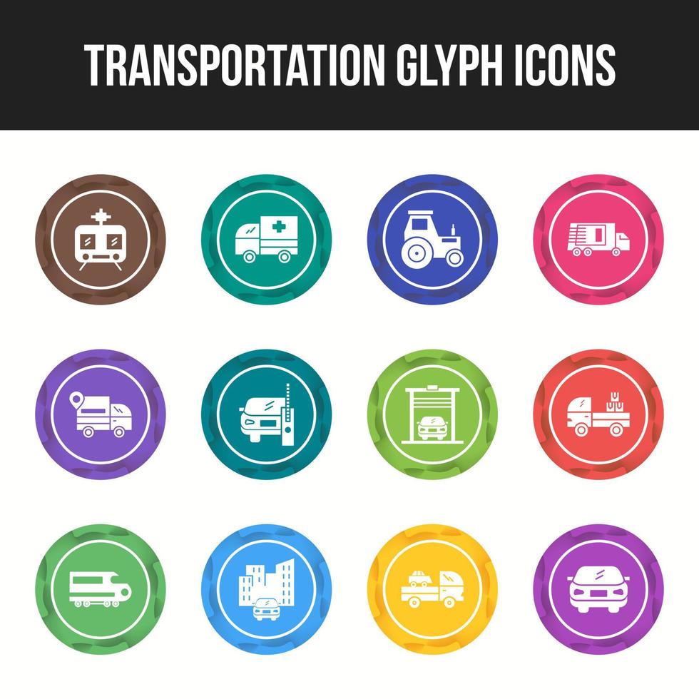 Unique Transportation Glyph icon set vector