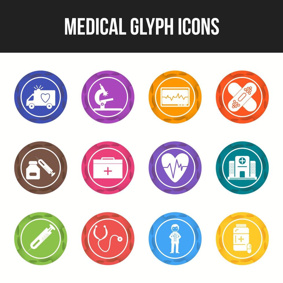 conjunto de iconos de glifo médico único vector