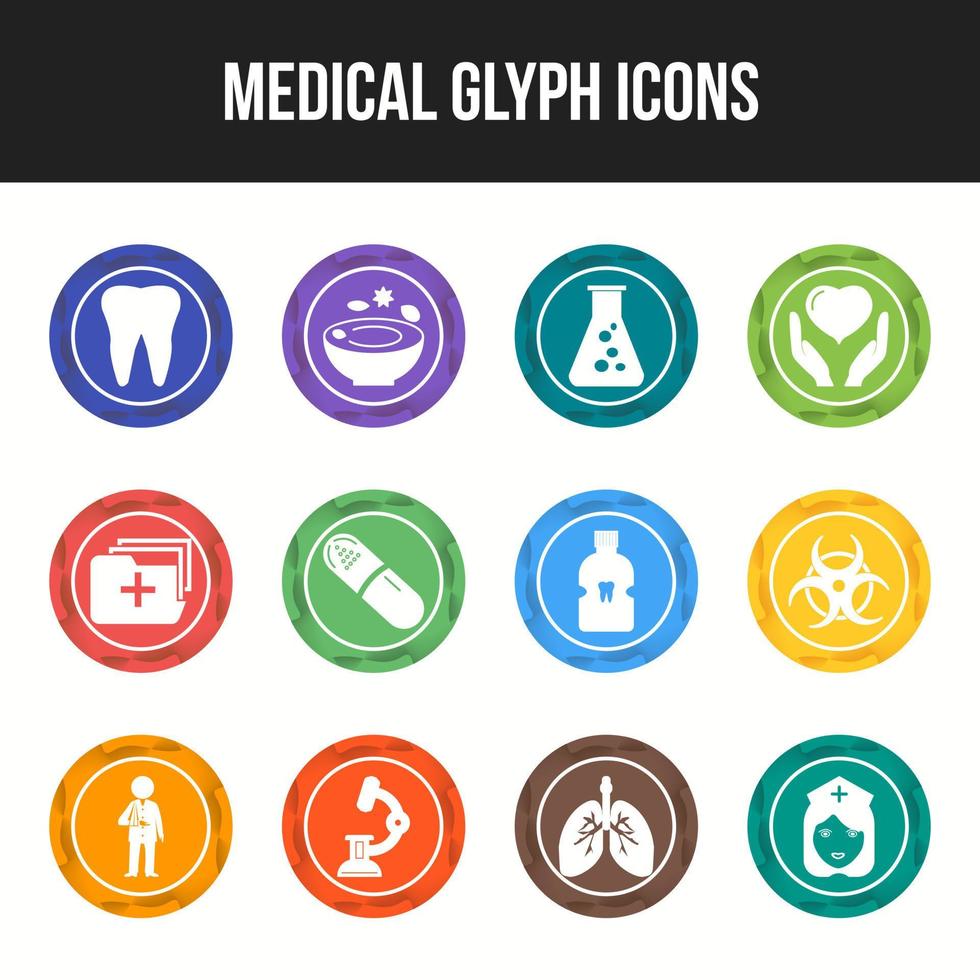 conjunto de iconos de glifo médico único vector