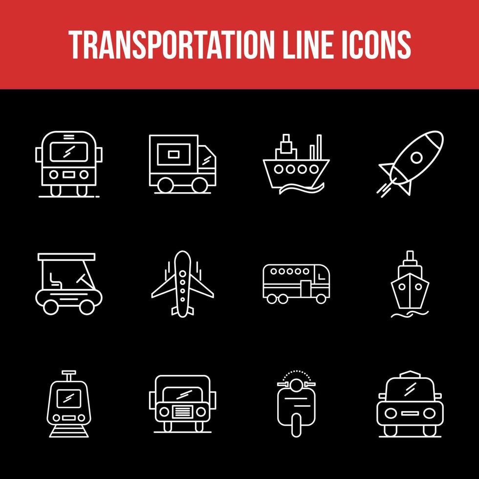 conjunto de iconos de línea de transporte único vector