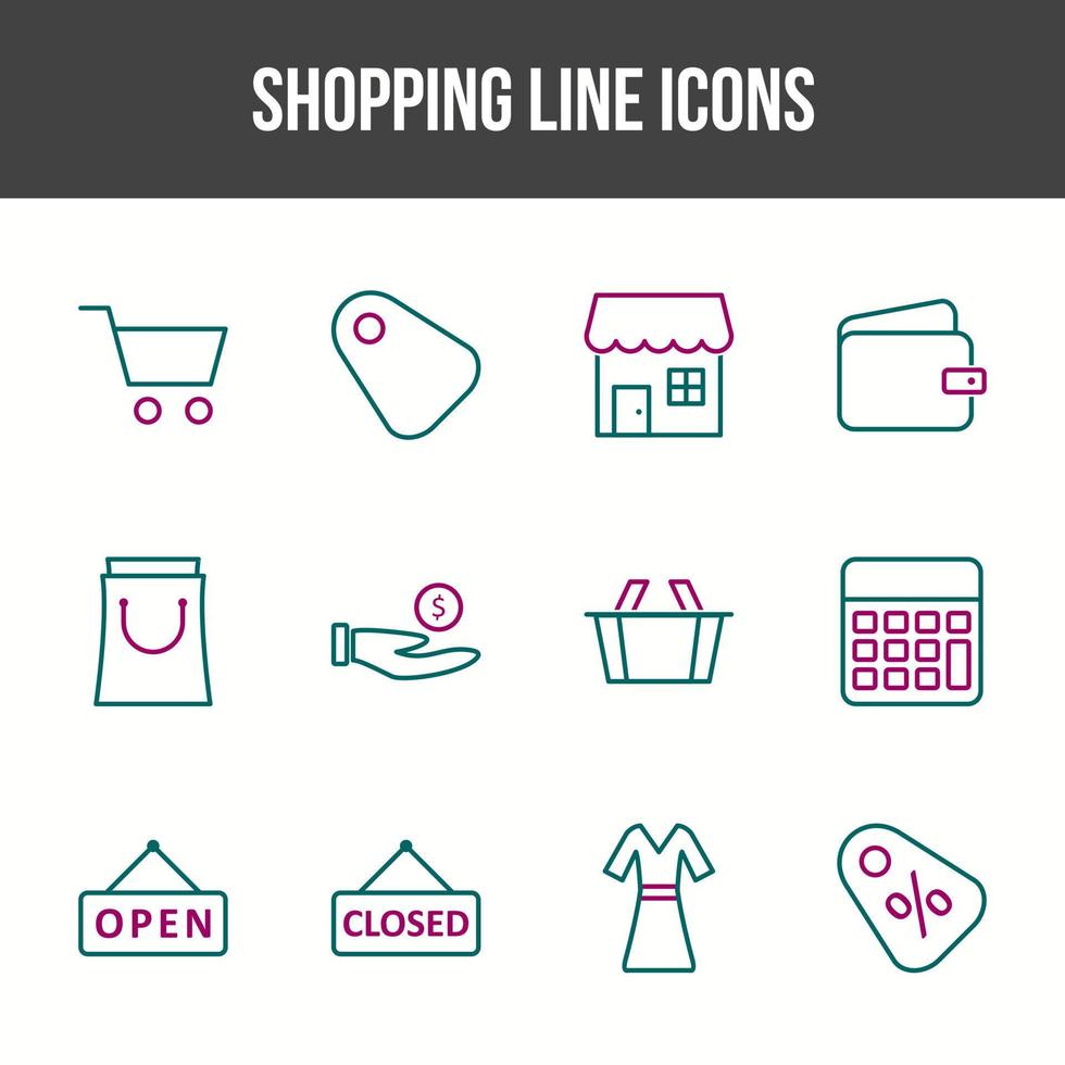 conjunto de iconos de línea de compras única vector