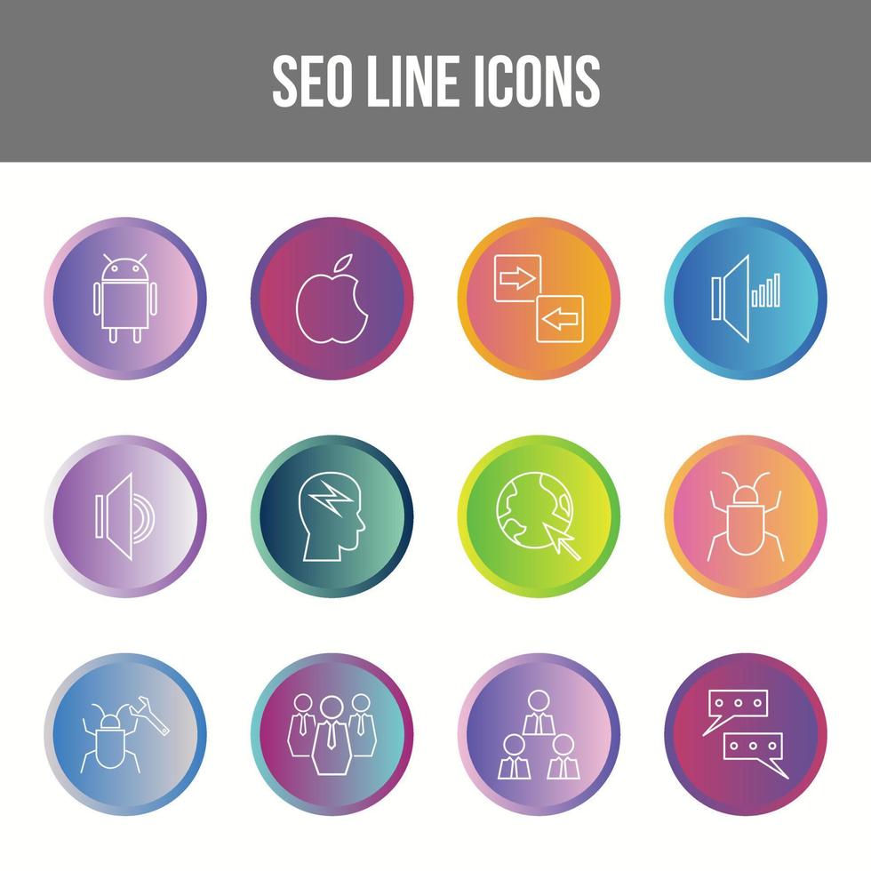 Unique SEO Line icon set vector