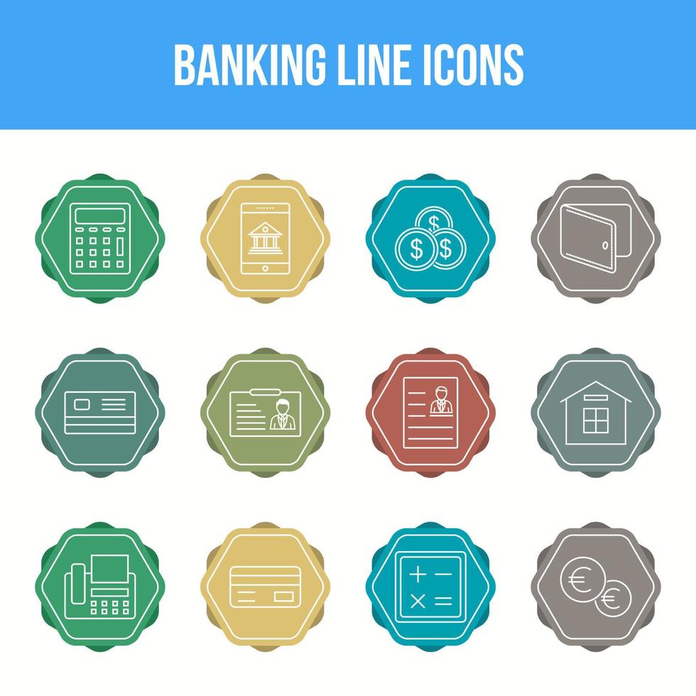 Unique Banking Line icon set vector